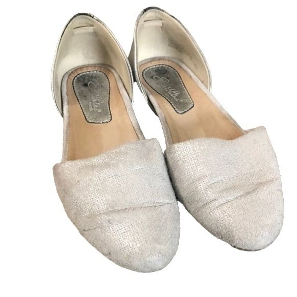 Earthies By Earth Brie Womens Gray Silver Leather Slip On D’Orsay Flats Size 6